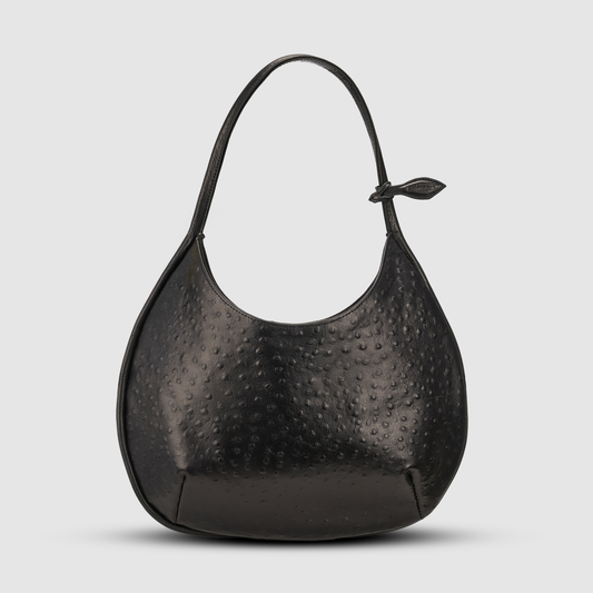 REEF HOBO BAG IN BLACK OSTRICH